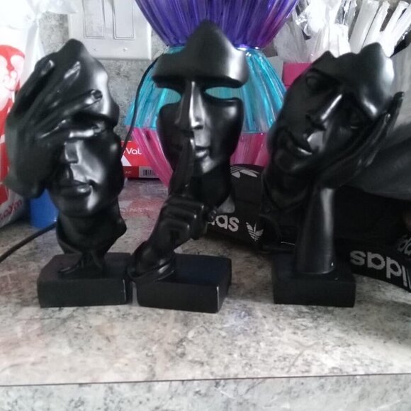 3 Pcs Thinker Statue Silence is Gold Abstract Art Figurine Décor for Home Office - Picture 2 of 9